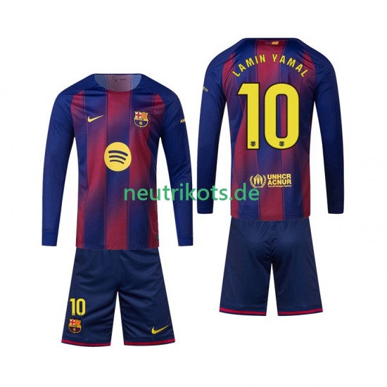 Fußballtrikot FC Barcelona Lamine Yamal 10 Kinder Heim 2025-2026 Langarm