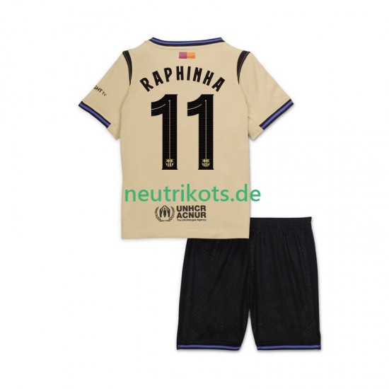 Fußballtrikot FC Barcelona Raphinha 11 UCL Kinder Auswärts 2025-2026 Kurzarm
