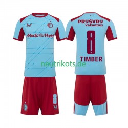 Fußballtrikot Feyenoord Rotterdam Quinten Timber 8 Kinder Ausweich 2025-2026 Kurzarm