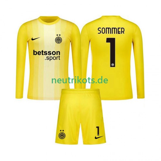 Fußballtrikot Inter Mailand Yann Sommer 1 Torwart Kinder Auswärts 2025-2026 Langarm