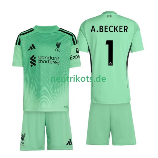 Fußballtrikot Liverpool Alisson Becker 1 Torwart Kinder Heim 2025-2026 Kurzarm