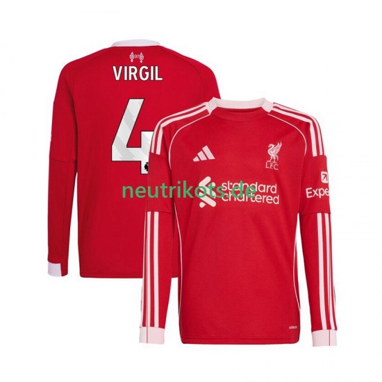 Fußballtrikot Liverpool Virgil van Dijk 4 Herren Heim 2025-2026 Langarm