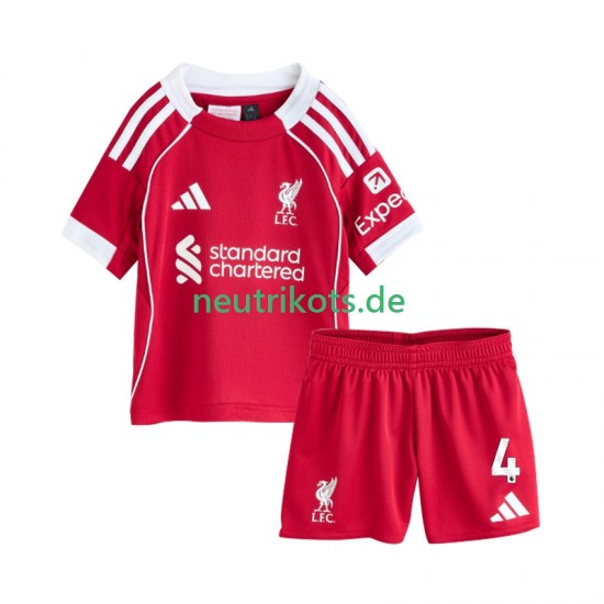 Fußballtrikot Liverpool Virgil van Dijk 4 Kinder Heim 2025-2026 Kurzarm
