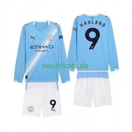 Fußballtrikot Manchester City Erling Haaland 9 Kinder Heim 2025-2026 Langarm