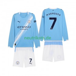 Fußballtrikot Manchester City Omar Marmoush 7 Kinder Heim 2025-2026 Langarm