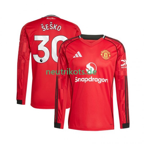 Fußballtrikot Manchester United Benjamin Sesko 30 Herren Heim 2025-2026 Langarm