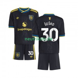 Fußballtrikot Manchester United Benjamin Sesko 30 Kinder Ausweich 2025-2026 Kurzarm