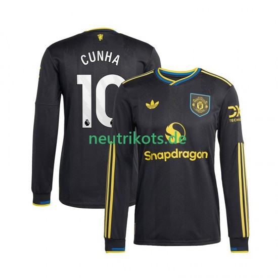 Fußballtrikot Manchester United Matheus Cunha 10 Herren Ausweich 2025-2026 Langarm
