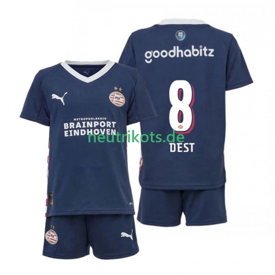 Fußballtrikot PSV Eindhoven Sergino Dest 8 Kinder Auswärts 2025-2026 Kurzarm