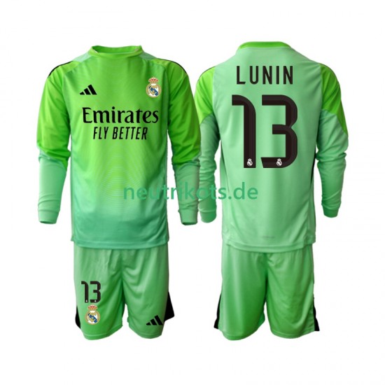 Fußballtrikot Real Madrid Andriy Lunin 13 Torwart Kinder Auswärts 2025-2026 Langarm