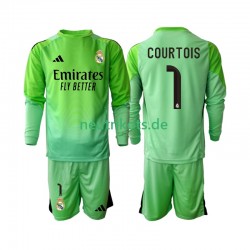 Fußballtrikot Real Madrid Thibaut Courtois 1 Kinder Auswärts 2025-2026 Langarm