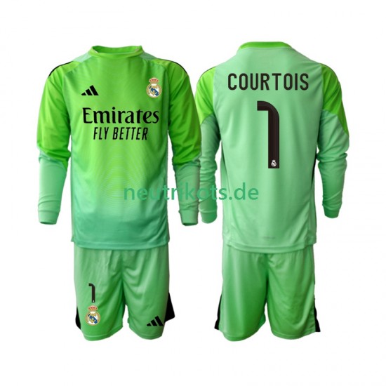 Fußballtrikot Real Madrid Thibaut Courtois 1 Kinder Auswärts 2025-2026 Langarm