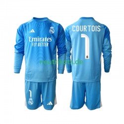 Fußballtrikot Real Madrid Thibaut Courtois 1 Kinder Heim 2025-2026 Langarm