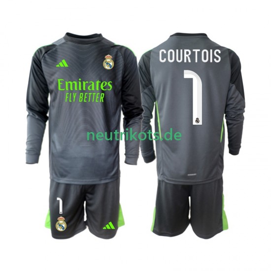 Fußballtrikot Real Madrid Thibaut Courtois 1 Kinder Ausweich 2025-2026 Langarm