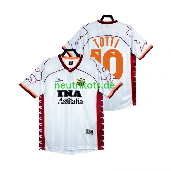 Fußballtrikot AS Rom Totti 10 2000 Retro Herren Auswärts 1999 Kurzarm