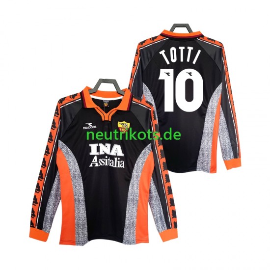 Fußballtrikot AS Rom Totti 10 1998 Retro Herren Ausweich 1999 Langarm