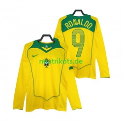 Fußballtrikot Brasilien RONALDO 9 Retro Herren Heim 2004 Langarm
