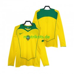 Fußballtrikot Brasilien Retro Herren Heim 2004 Langarm