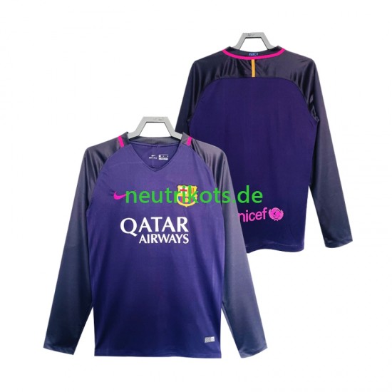 Fußballtrikot FC Barcelona 2016 2017 Retro Herren Auswärts Langarm