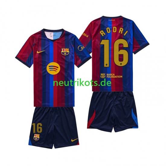 Fußballtrikot FC Barcelona Rodri 16 Kinder Heim 2026-2027 Kurzarm
