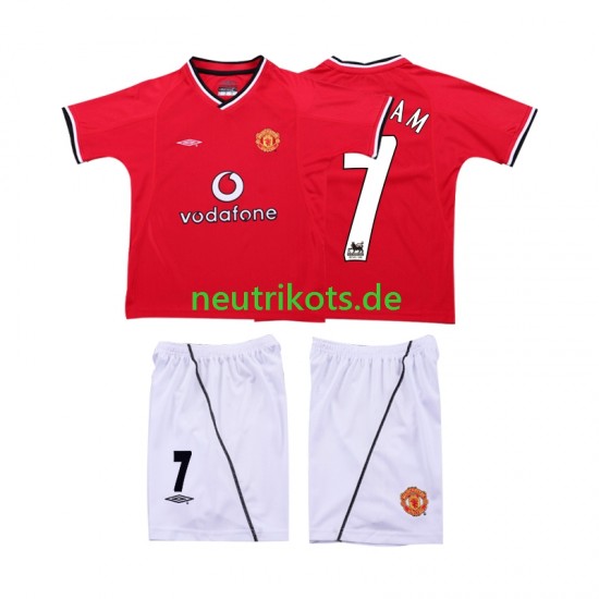 Fußballtrikot Manchester United BECKHAM 7 2000 2002 Retro Kinder Heim Kurzarm
