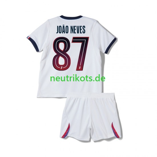 Fußballtrikot Paris Saint-Germain Joao Neves 87 Kinder Auswärts 2026-2027 Kurzarm