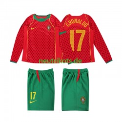 Fußballtrikot Portugal Cristiano Ronaldo 17 Retro Kinder Heim 2004 Langarm