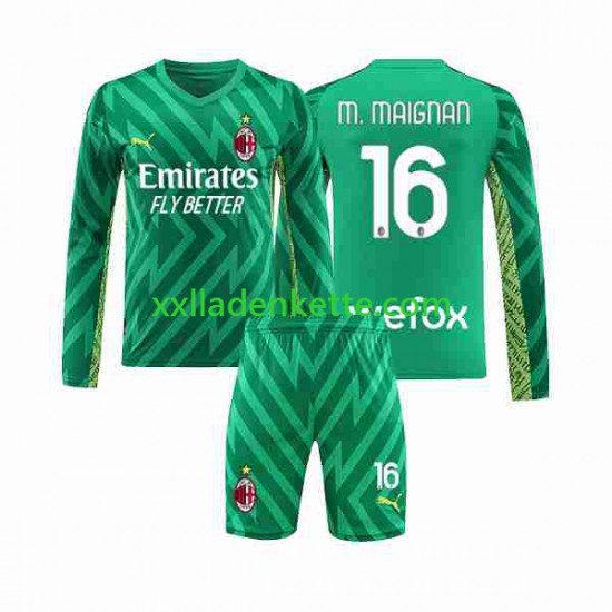 Fußballtrikot AC Mailand Mike Maignan 16 Torwart Kinder Heim 2023-2024 Langarm