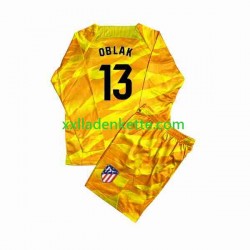 Fußballtrikot Atlético Madrid Jan Oblak 13 Orangecolor Torwart Kinder 2023-2024 Langarm