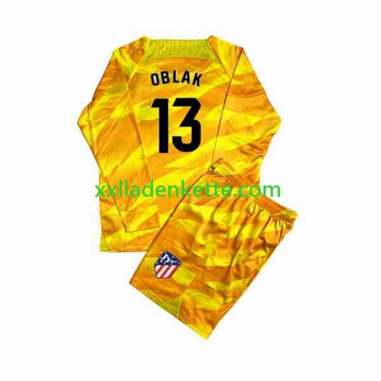 Fußballtrikot Atlético Madrid Jan Oblak 13 Orangecolor Torwart Kinder 2023-2024 Langarm