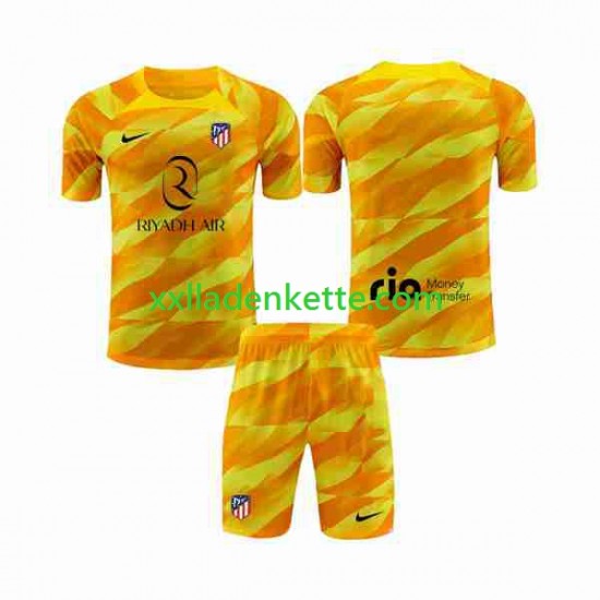 Fußballtrikot Atlético Madrid Orangecolor Torwart Kinder 2023-2024 Kurzarm