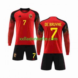 Fußballtrikot Belgien De Bruyne 7 Kinder Heim World Cup 2022 Langarm