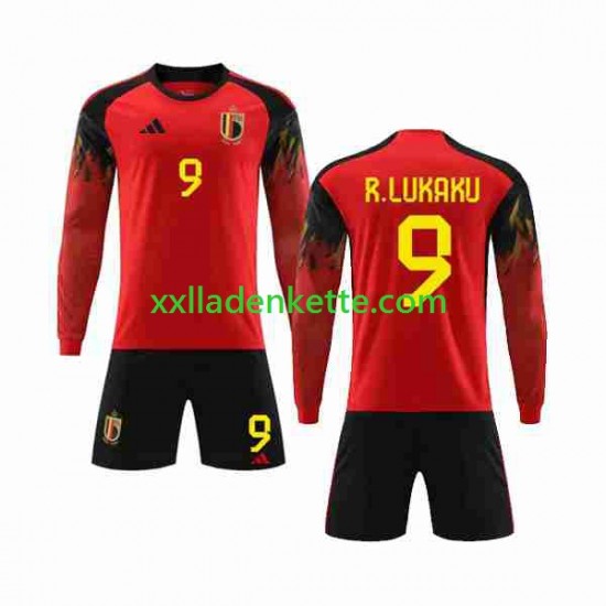 Fußballtrikot Belgien R.LUKAKU 9 Kinder Heim World Cup 2022 Langarm