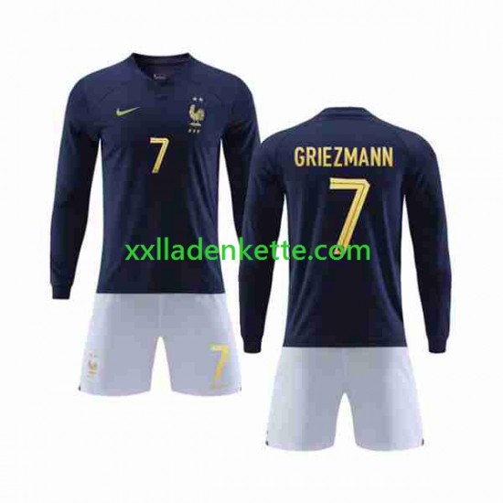 Fußballtrikot Frankreich Griezmann 7 Kinder Heim World Cup 2022 Langarm