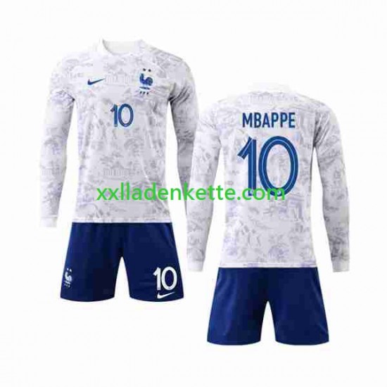 Fußballtrikot Frankreich Mbappé 10 Kinder Auswärts World Cup 2022 Langarm