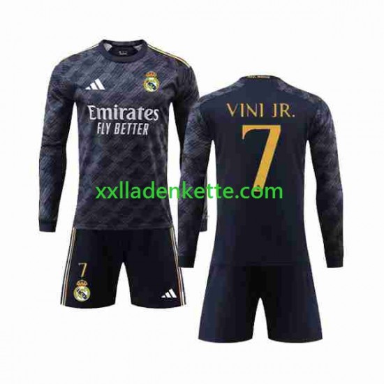 Fußballtrikot Real Madrid Vini Jr 7 Kinder Auswärts 2023-2024 Langarm