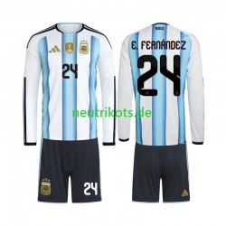 Fußballtrikot Argentinien Enzo Fernandez 24 Kinder Heim World Cup 2026 Langarm