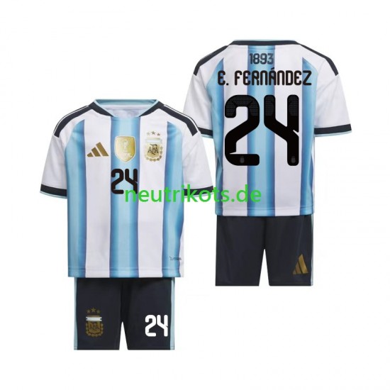 Fußballtrikot Argentinien Enzo Fernandez 24 Kinder Heim World Cup 2026 Kurzarm