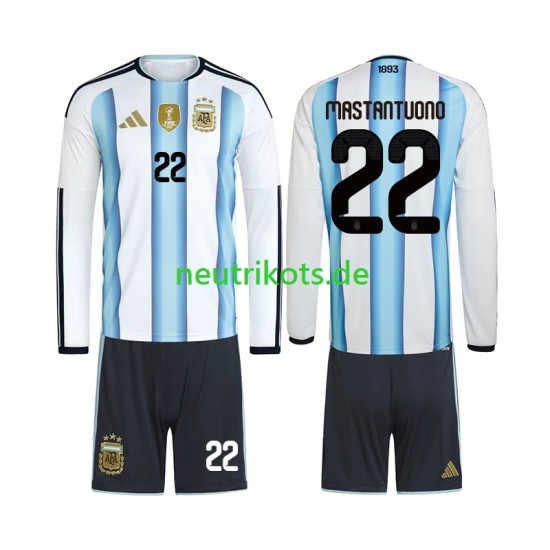Fußballtrikot Argentinien Franco Mastantuono 22 Kinder Heim World Cup 2026 Langarm