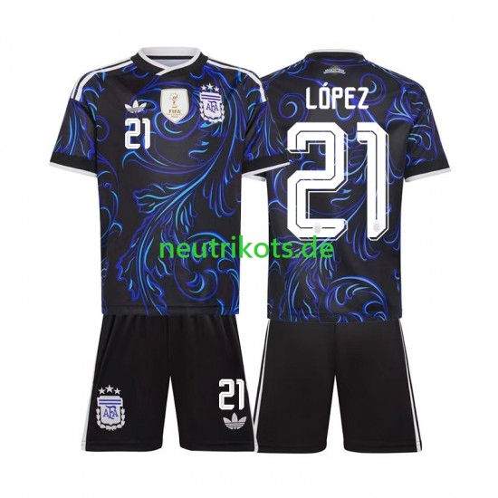 Fußballtrikot Argentinien Jose Manuel Lopez 21 Kinder Auswärts World Cup 2026 Kurzarm