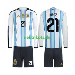 Fußballtrikot Argentinien Jose Manuel Lopez 21 Kinder Heim World Cup 2026 Langarm