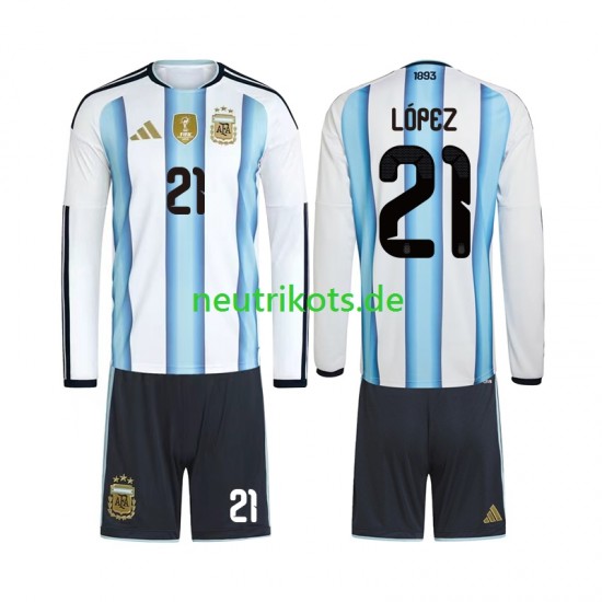 Fußballtrikot Argentinien Jose Manuel Lopez 21 Kinder Heim World Cup 2026 Langarm