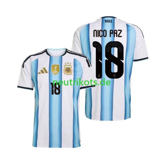 Fußballtrikot Argentinien Nico Paz 18 Herren Heim World Cup 2026 Kurzarm