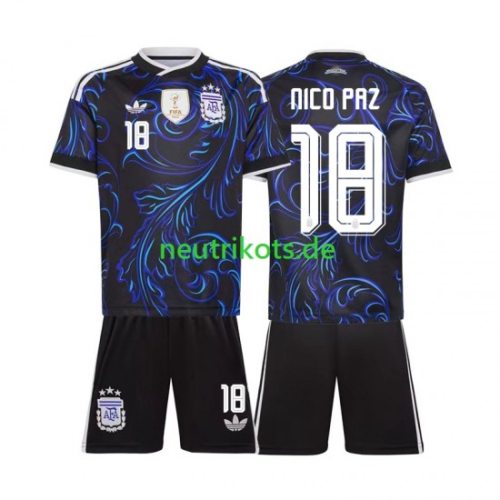 Fußballtrikot Argentinien Nico Paz 18 Kinder Auswärts World Cup 2026 Kurzarm