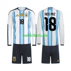 Fußballtrikot Argentinien Nico Paz 18 Kinder Heim World Cup 2026 Langarm