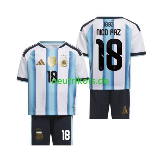 Fußballtrikot Argentinien Nico Paz 18 Kinder Heim World Cup 2026 Kurzarm
