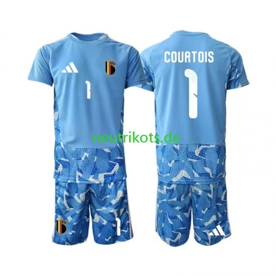 Fußballtrikot Belgien Thibaut Courtois 1 Torwart Kinder Heim World Cup 2026 Kurzarm