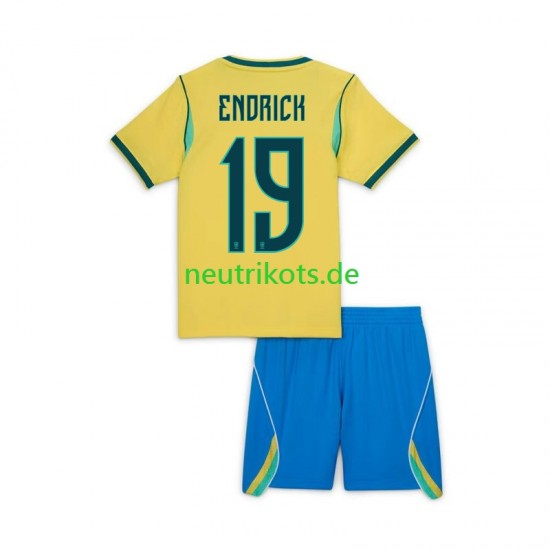 Fußballtrikot Brasilien Endrick 19 Kinder Heim World Cup 2026 Kurzarm