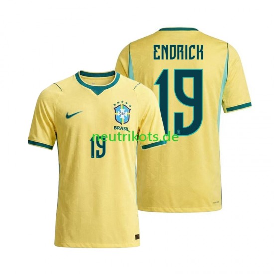 Fußballtrikot Brasilien Endrick 19 Herren Heim World Cup 2026 Kurzarm