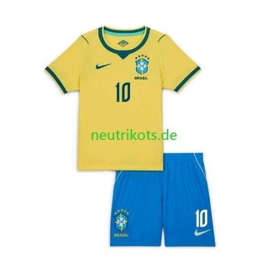 Fußballtrikot Brasilien Neymar JR 10 Kinder Heim World Cup 2026 Kurzarm